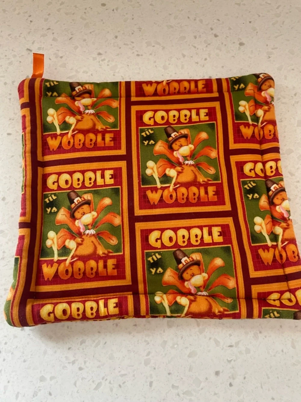 Vintage Thanksgiving 'Gobble Wobble' Gobble til you Wobble Potholder